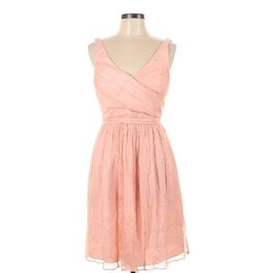 J.Crew 100% Silk Ruched Party Dress in Peach